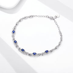 Natural Sapphire Bracelet Women's S925 Silver Set Gem Jewelry Premium Original Design Jewelry