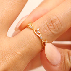 Wavy Moonstone & Cubic Ring