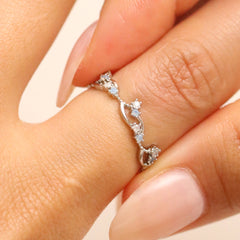 Wavy Moonstone & Cubic Ring