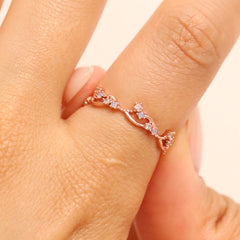 Wavy Moonstone & Cubic Ring