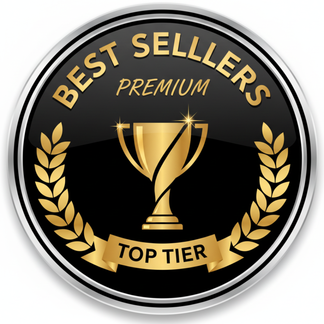 Best Sellers Round Logo with Trophy Cup