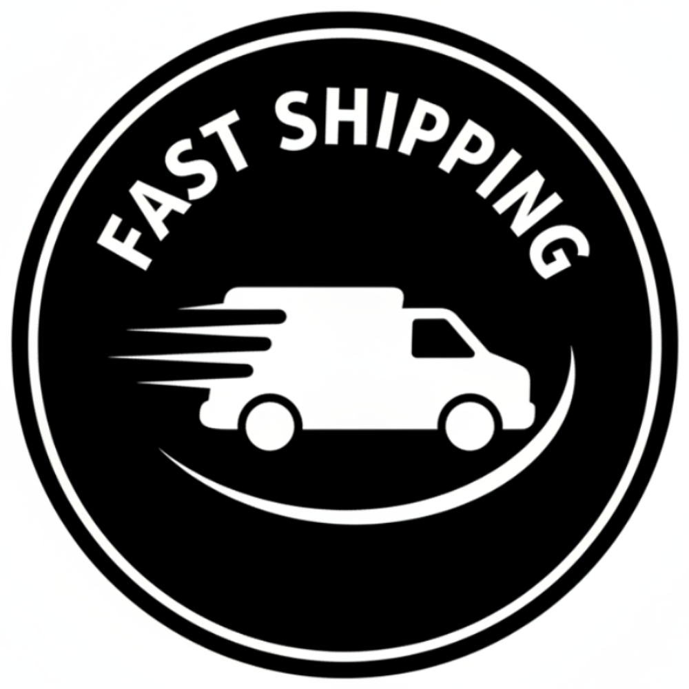 Fast Shipping Round Logo with Delivery Van
